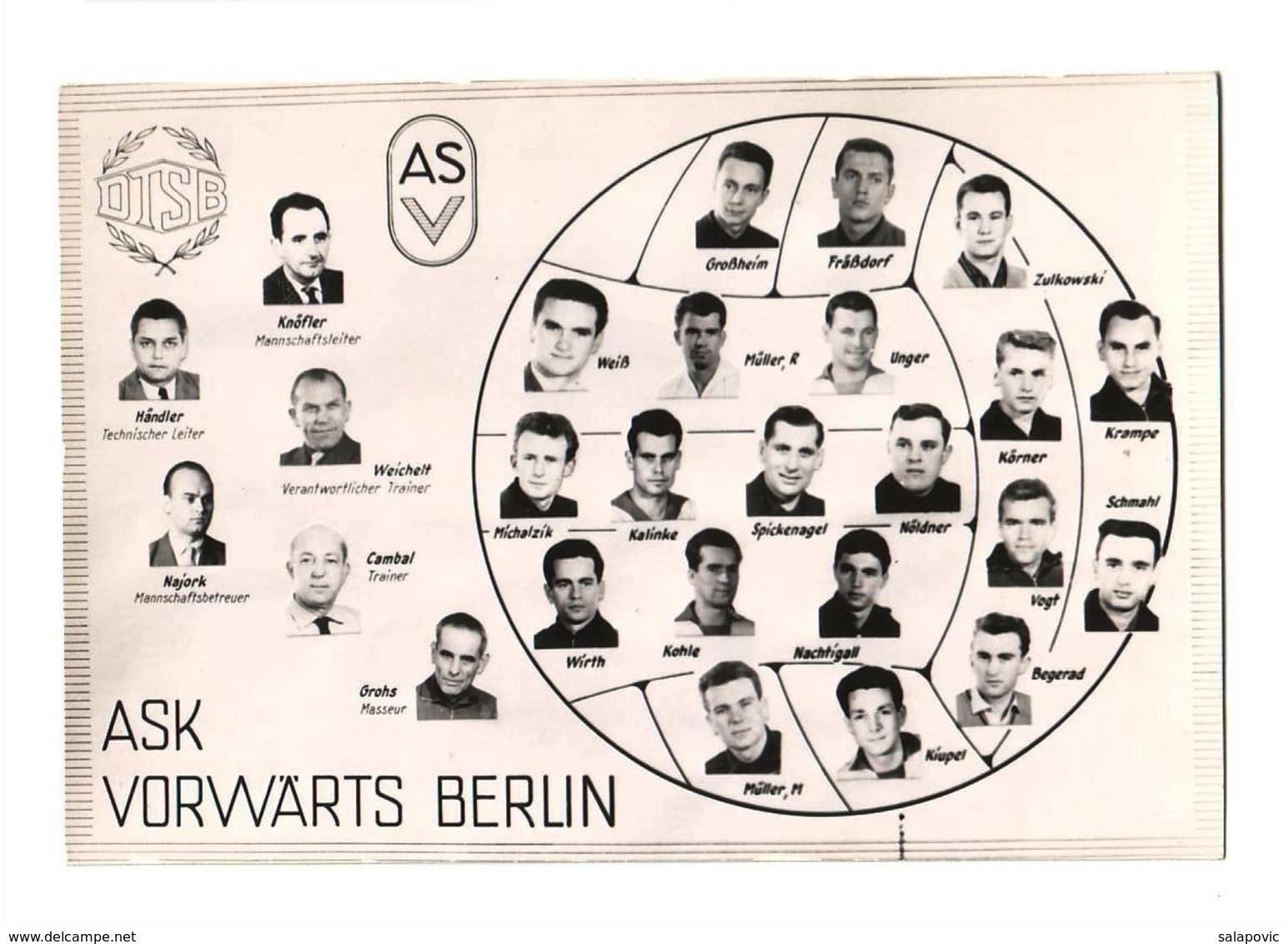 ASK VORWARTS BERLIN FOOTBALL TEAM CALCIO FOOTBALL - Other & Unclassified