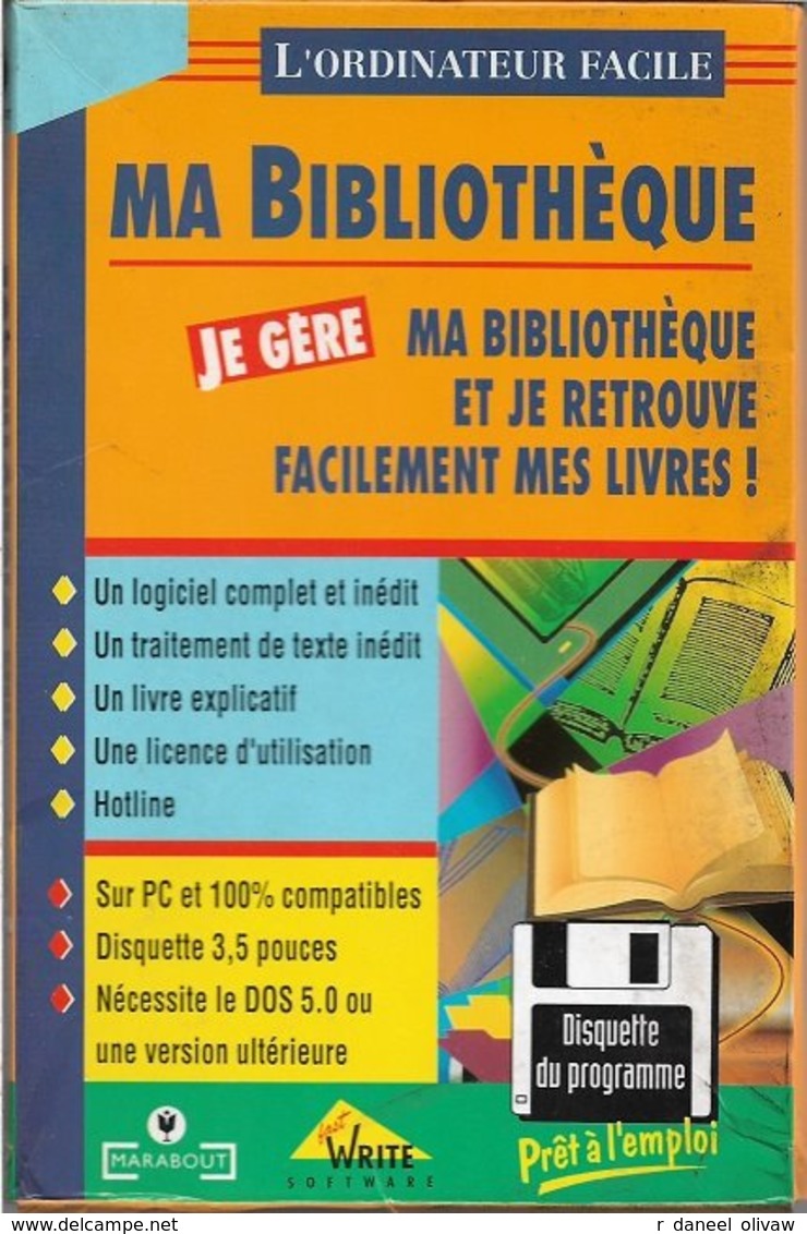 Logiciel Je Gère Ma Bibliothèque - Pour DOS 5.0 Ou Supérieur (1994, TBE) - Andere & Zonder Classificatie