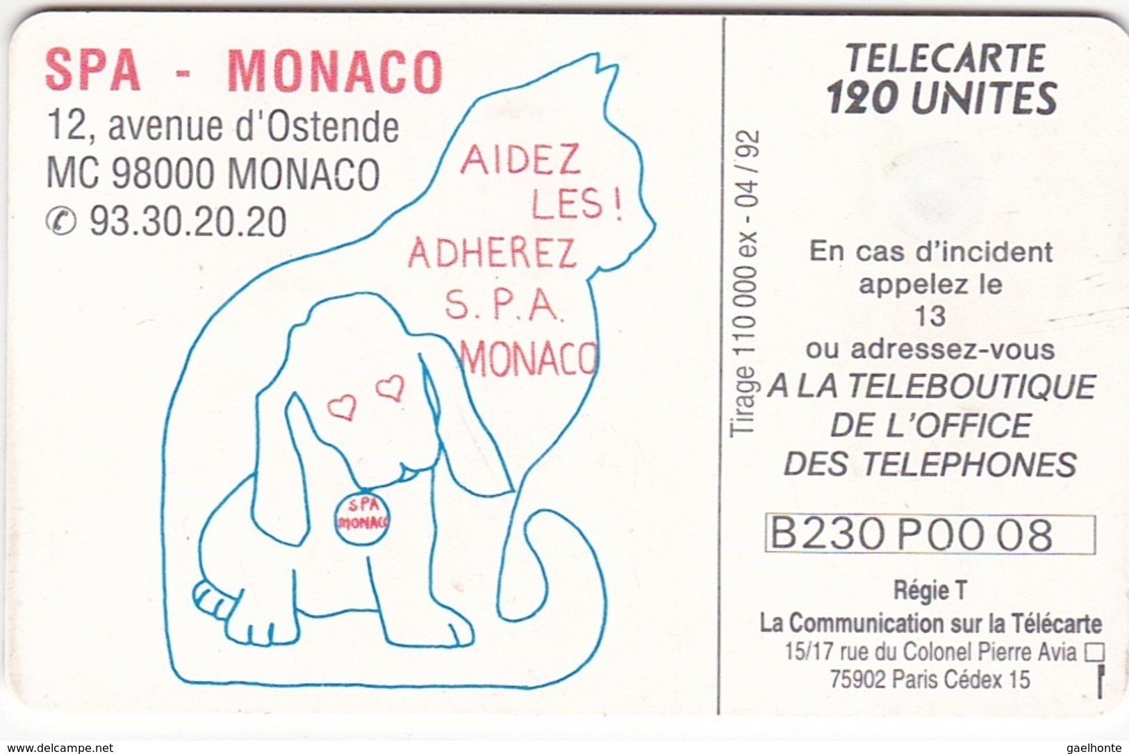 TC085 TÉLÉCARTE A PUCE - MONACO 120 UNITÉS - SPA PRINCIPAUTÉ DE MONACO - Monaco