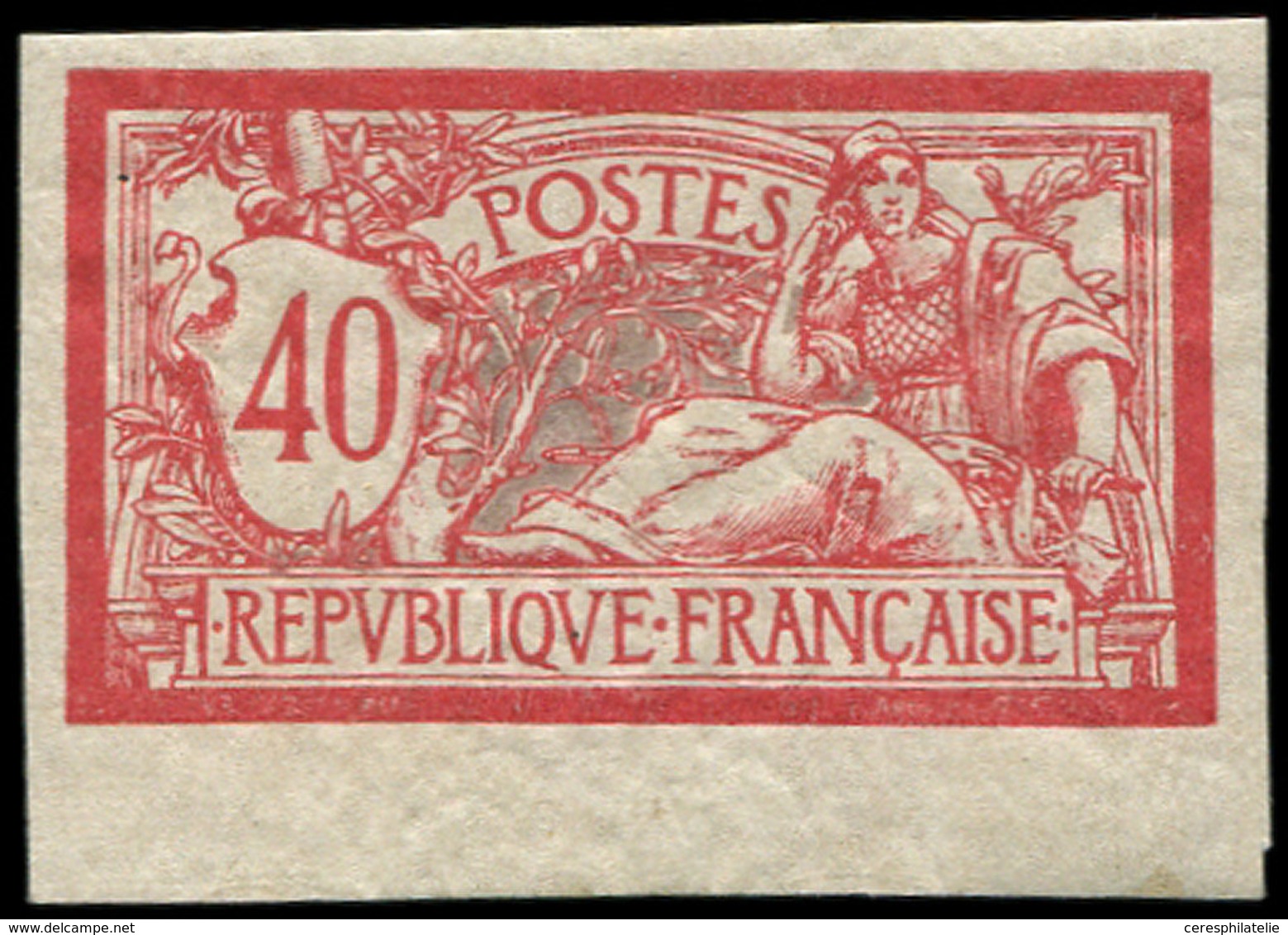 ** VARIETES - 119a  Merson, 40c. Rouge Et Bleu, NON DENTELE, Petit Bdf, TB - Nuevos