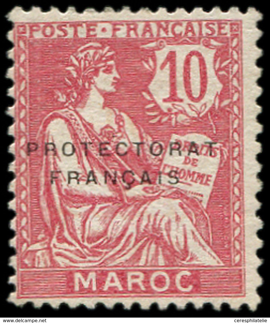 (*) MAROC 41b : 10c. Rose, SANS La Surcharge E, TB - Autres & Non Classés