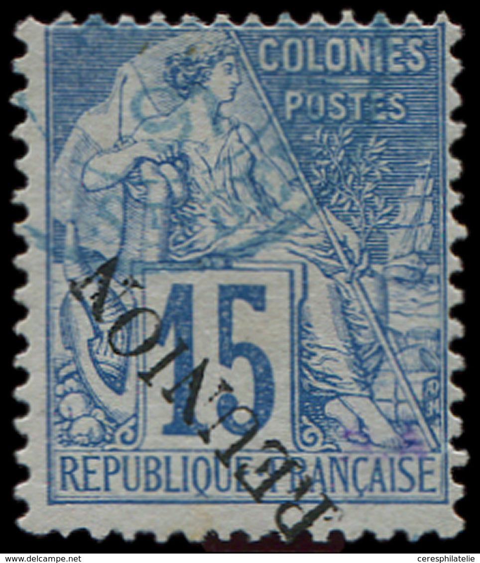 REUNION 22A : 15c. Bleu, Surch. RENVERSEE, Obl., TB - Autres & Non Classés