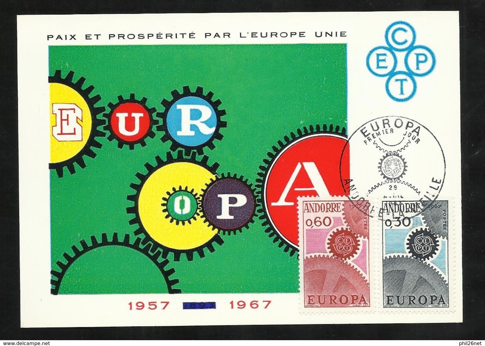 Andorre Carte Maximum Premier Jour Le 29 Avril 1967 Europa 1967 Les N°179 Et 180  TB   - 1967