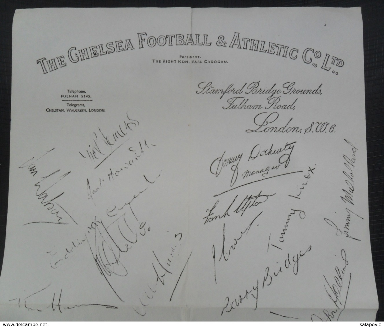 Chelsea F.C. Football Club Pre-Printed Autograph   FOOTBALL CALCIO Authograph SIGNATURE - Autogramme