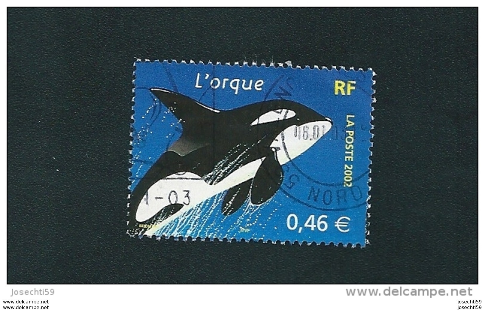 N° 3487 Nature De France - Animaux Marins L'orque TIMBRE  FRANCE  Oblitéré 2002 - Other & Unclassified