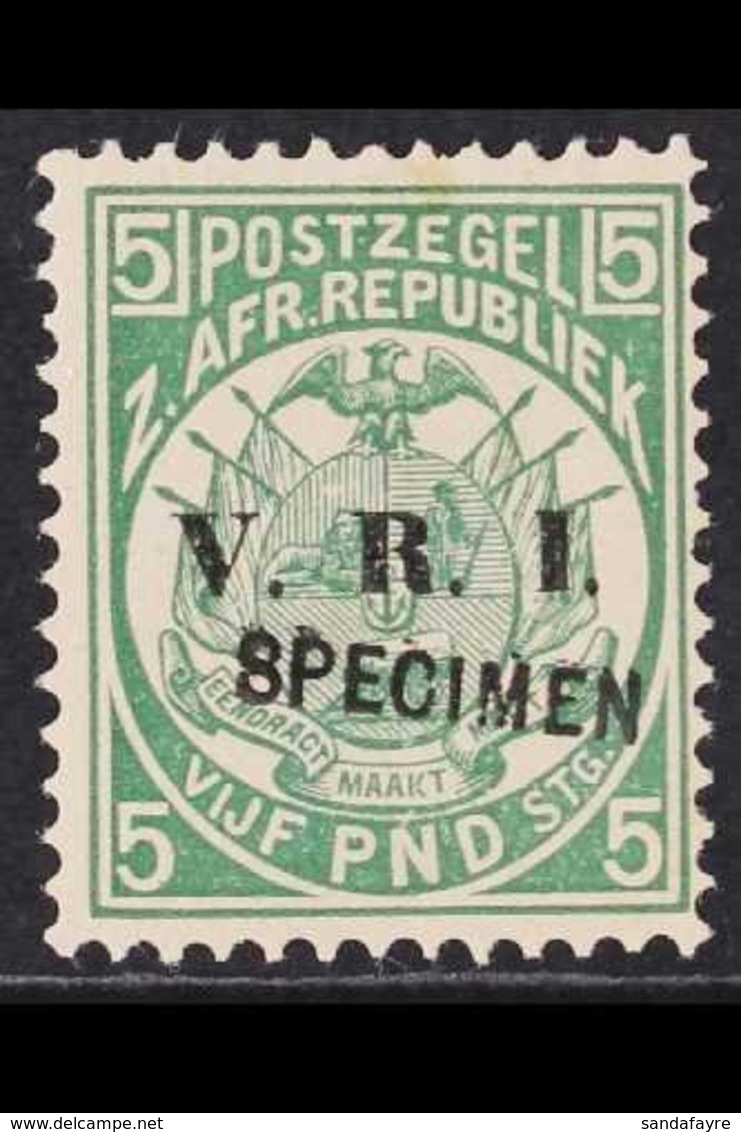 TRANSVAAL 1900 £5 Green V.R.I. Overprinted "Specimen", SG 237s, Very Fine Mint. For More Images, Please Visit Http://www - Non Classés