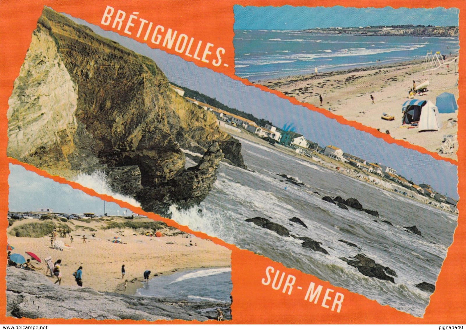 Cp , 85 , BRÉTIGNOLLES-sur-MER , Plage De La Parée, Rochers De Ste-Véronique, Place De La Saulzaie, Multi-Vues - Bretignolles Sur Mer