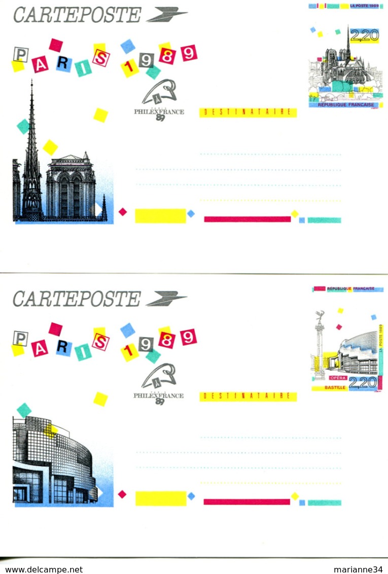 France -1989- Entiers Postaux-repiquage Yt 2579 à 2583( 5 Cartes) Panorama De Paris - Umschläge Mit Aufdruck (vor 1995)