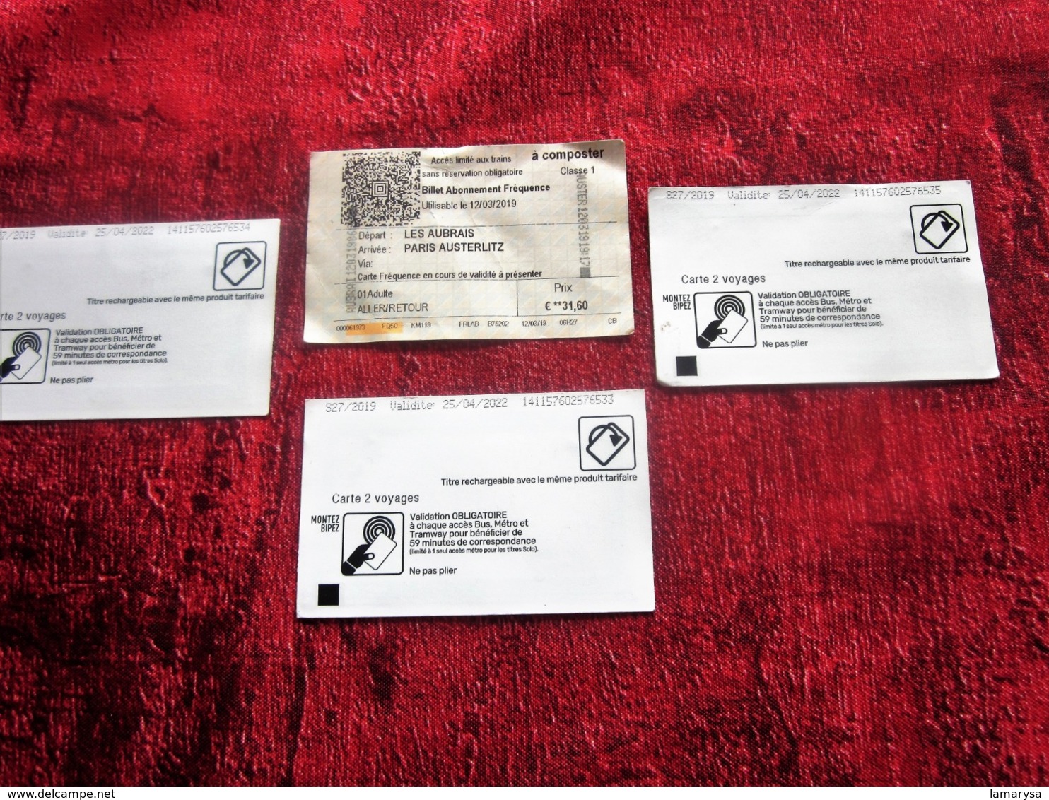 4 Billets Titres Transport Cartes D'un Jour Ticket 2 Voyage A.R Pr Tramway-Metro-Bus-Navette Bateau Estaque-SNCF Europe - Europe