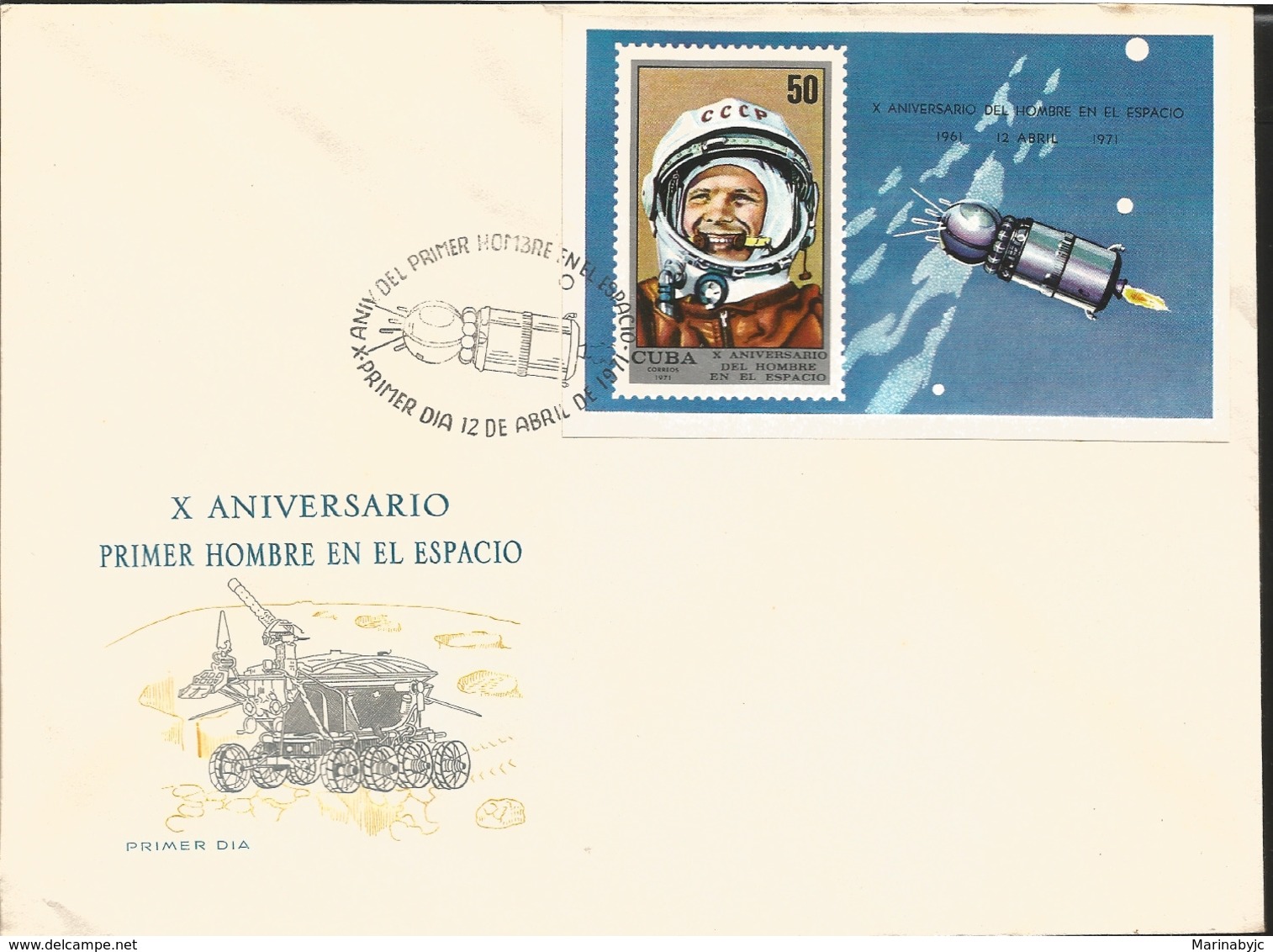V) 1971 CARIBBEAN, MANNED SPACE FLIGHT 10TH ANNIVERSARY, SOUVENIR SHEET IMPERFORATED, HAS SIMULATED PERF, WITH SLOGAN CA - Briefe U. Dokumente