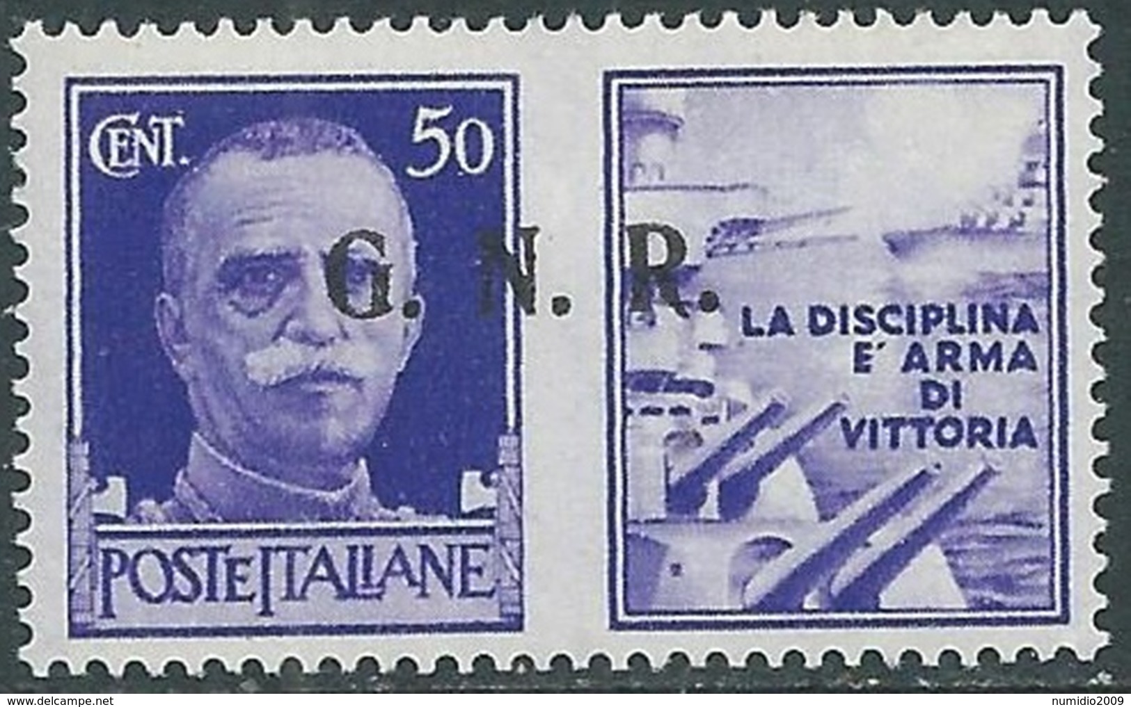 1944 RSI PROPAGANDA DI GUERRA 50 CENT BRESCIA III TIPO MNH ** - RB5-10 - Kriegspropaganda