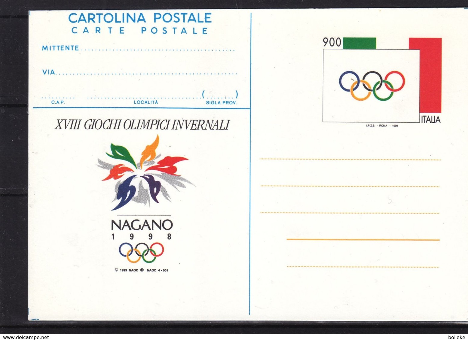 Jeux Olympiques Nagano - Italie - Carte Postale De 1998 - Anneaux Olympiques - Winter 1998: Nagano