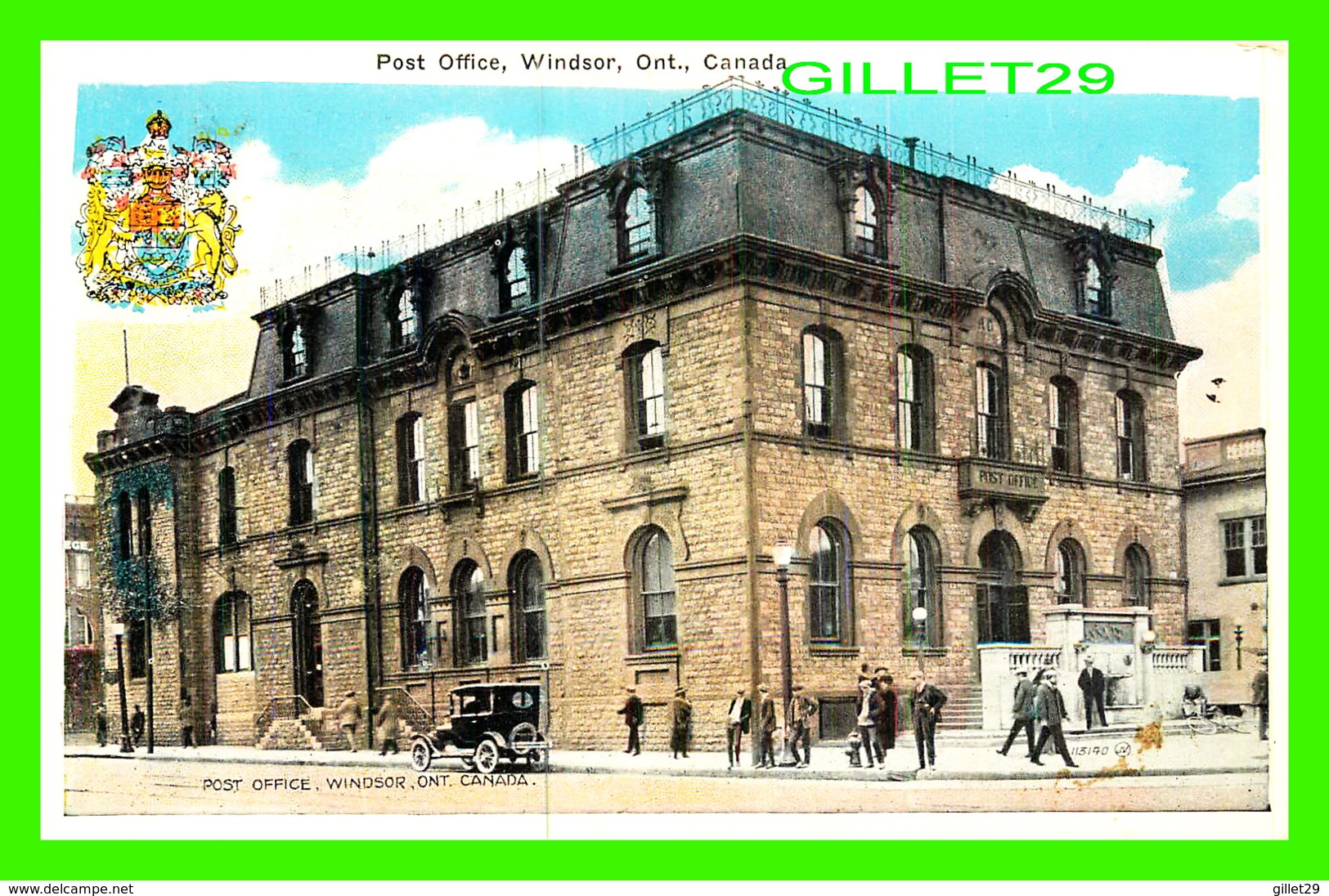WINDSOR, ONTARIO - POST OFFICE - ANIMATED - VALENTINE-BLACK CO LIMITED - TRAVEL IN 1928 - - Windsor