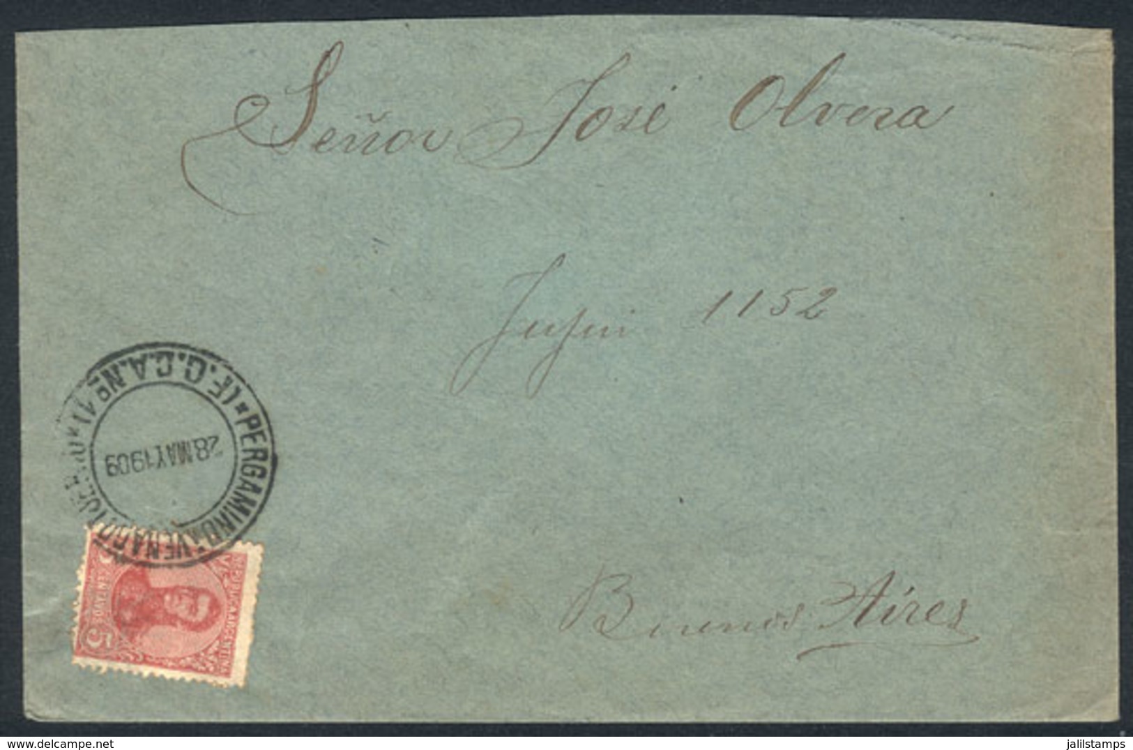ARGENTINA: Cover Franked By GJ.292 Sent To B.Aires, With The Rare Railway PO Cancel "PERGAMINO A VENADO TUERTO - 28/MAY/ - Sonstige & Ohne Zuordnung