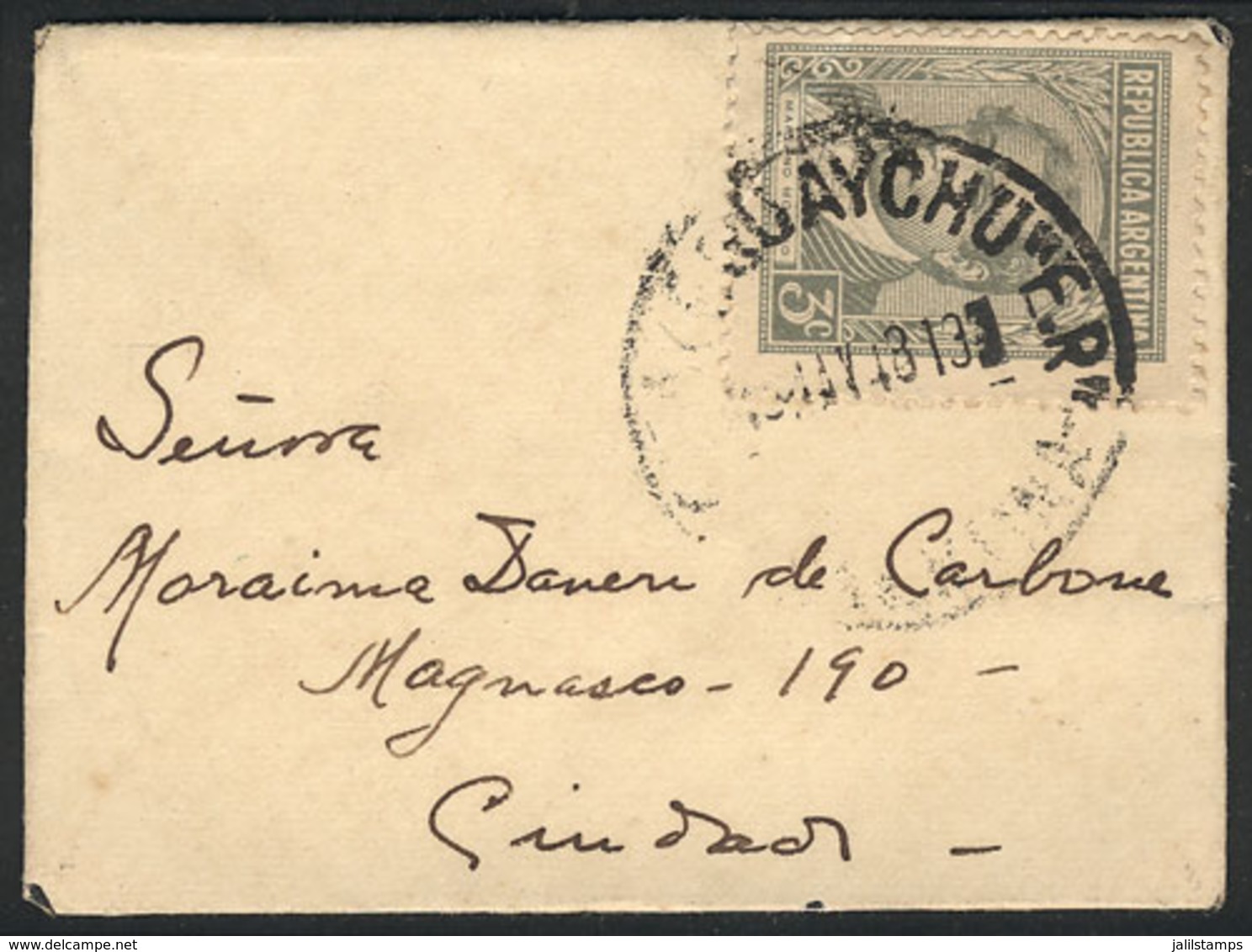 ARGENTINA: Small Cover (it Contained A Personal Card) Used In Gualeguaychú In MAY/948 Franked With 3c. (Moreno 3c. Gray) - Other & Unclassified