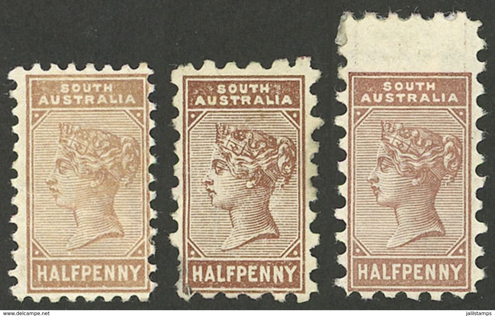 AUSTRALIA: Sc.76 + 76a + 76b, 1883/93 ½p., The 3 Colors, Mint Original Gum, VF! - Sonstige & Ohne Zuordnung