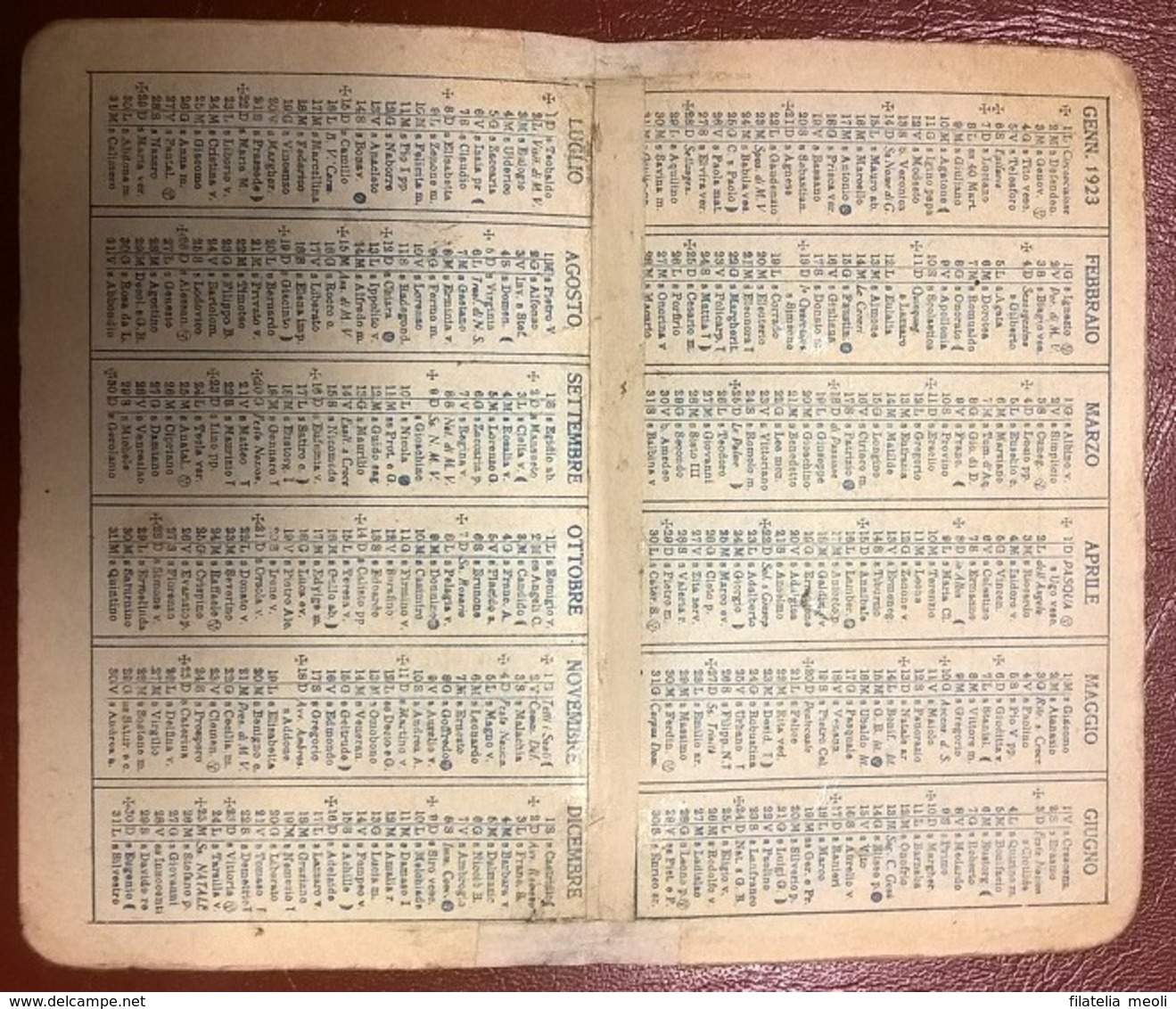 CALENDARIETTO SEMESTRINO 1923 - Grand Format : 1901-20