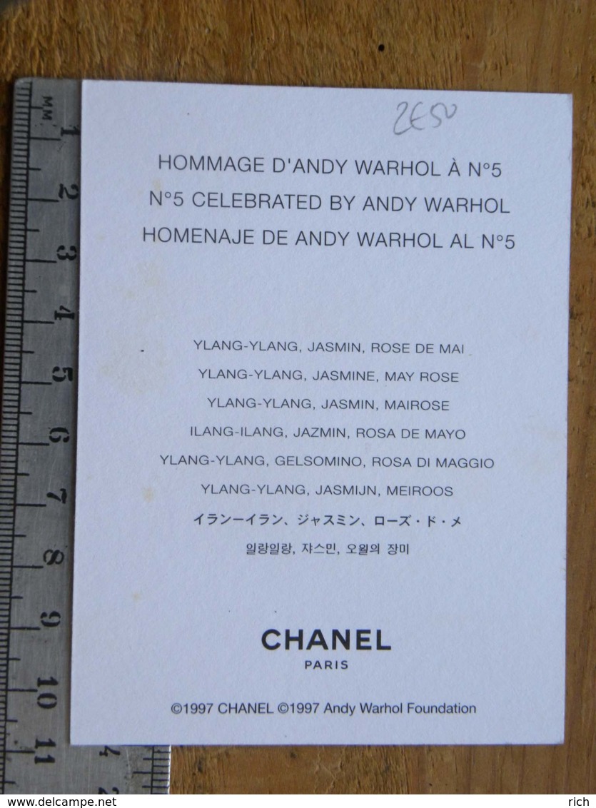 Carte Parfumée - CHANEL -  Hommage D'Andy Warhol à N°5 - Non Classificati