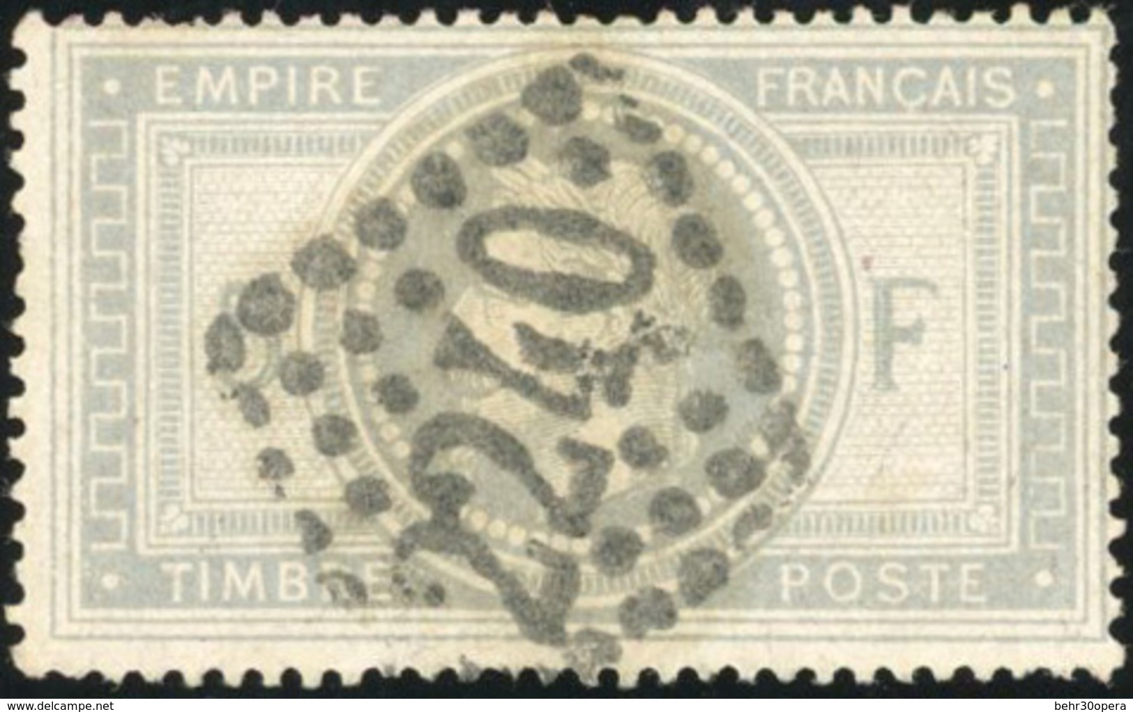 O N°33, 5Fr. De L'Empire. Violet-gris. TB. - 1863-1870 Napoléon III Lauré