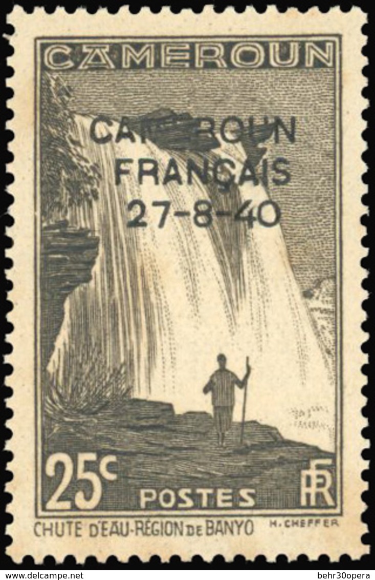 ** N°215, 25c. Noir. Variété De Surcharge Sur 3 Lignes. Non émis. Gomme Coloniale. SUP. - Autres & Non Classés