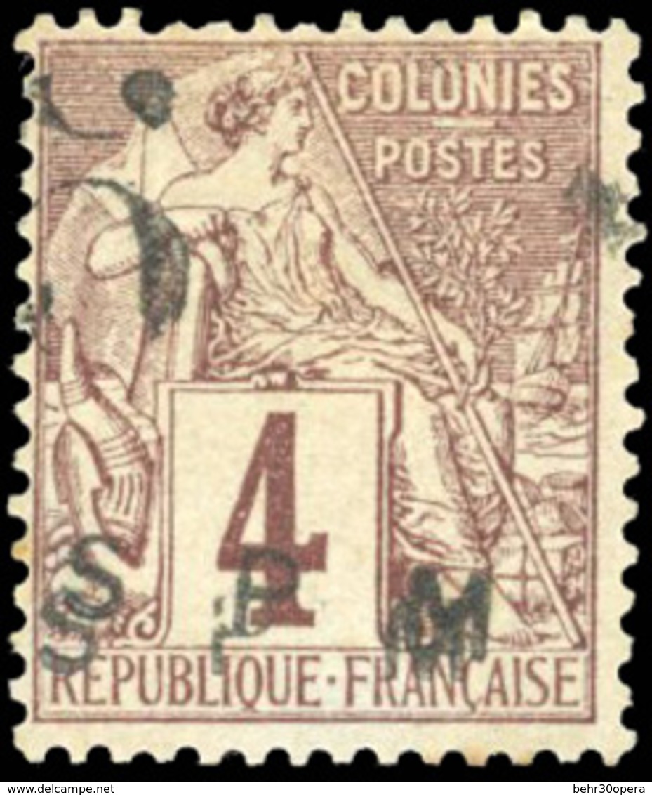 * N°4, 5c. S. 4c. Lilas-brun S. Gris. Double Surcharge ''S P M''. TB. - Autres & Non Classés