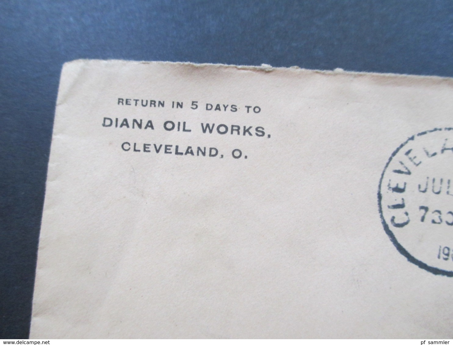 USA 1904 GA Umschlag Mit Zusatzfrankatur Diana Oil Works Cleveland - Hull England Mit Ak Fingerhutstempel Hull - Briefe U. Dokumente