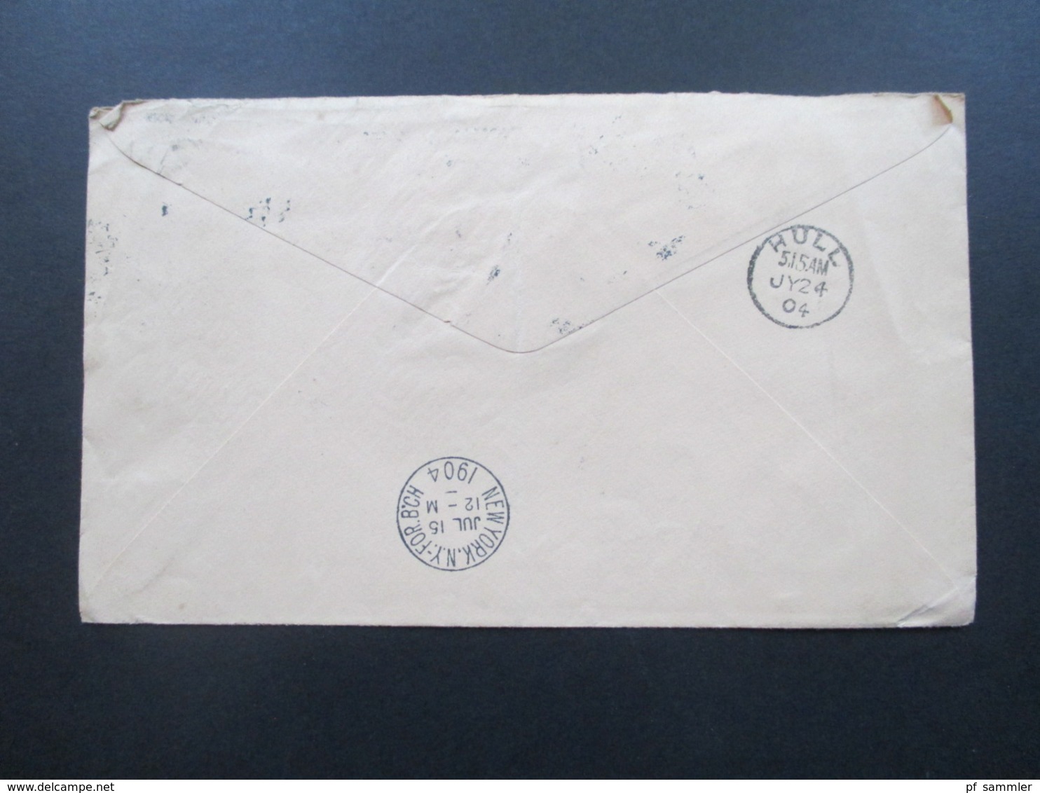 USA 1904 GA Umschlag Mit Zusatzfrankatur Diana Oil Works Cleveland - Hull England Mit Ak Fingerhutstempel Hull - Lettres & Documents