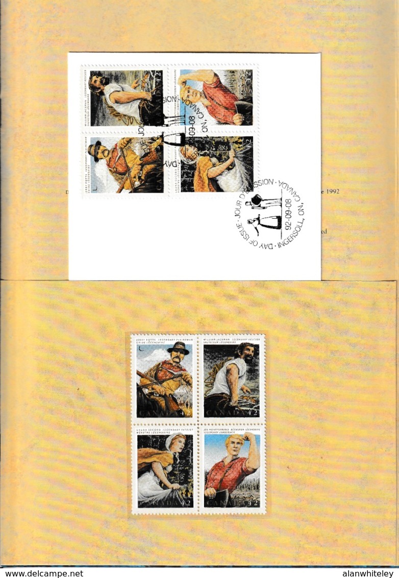 CANADA 1992 Canadian Folklore / Folk Heroes: Souvenir Book UM/MNH - Jahressätze Der Kanad. Post