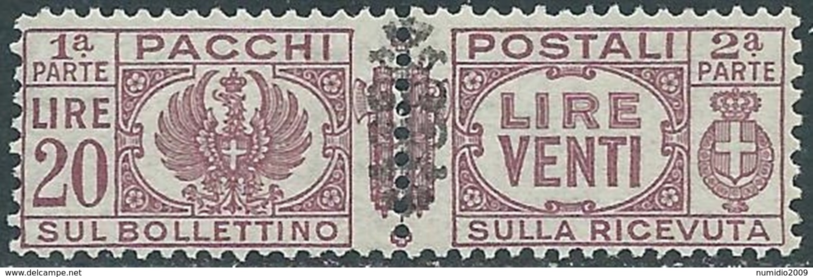 1945 LUOGOTENENZA PACCHI POSTALI 20 LIRE MNH ** - RB14-6 - Colis-postaux