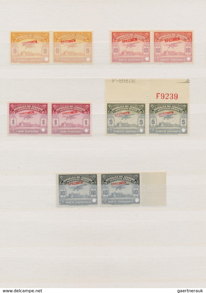 Ecuador: 1904/1952, ABN Specimen Proofs, Collection Of Apprx. 111 Different Pairs (=222 Stamps). - Ecuador