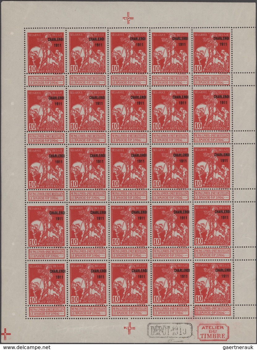 Belgien: 1911, "CHALEROI 1911" Overprints On 1910 Charity Issue, 2c.+5c. Type "Montald" And 1c., 2c. - Colecciones