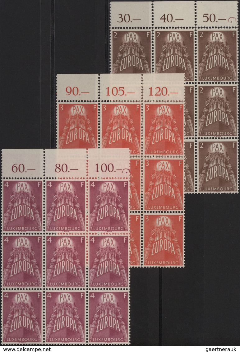 Luxemburg: 1957, Europa, 2 - 4 Fr., 200 Sets Including Blocks Of Six Or Bigger Untis Mint Never Hing - Otros & Sin Clasificación