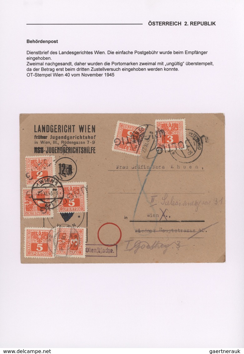 Österreich: 1945/1947, Reichhaltige Spezialsammlung Der BEHÖRDENPOST Mit Ca.120 Belegen Im Ordner, D - Colecciones