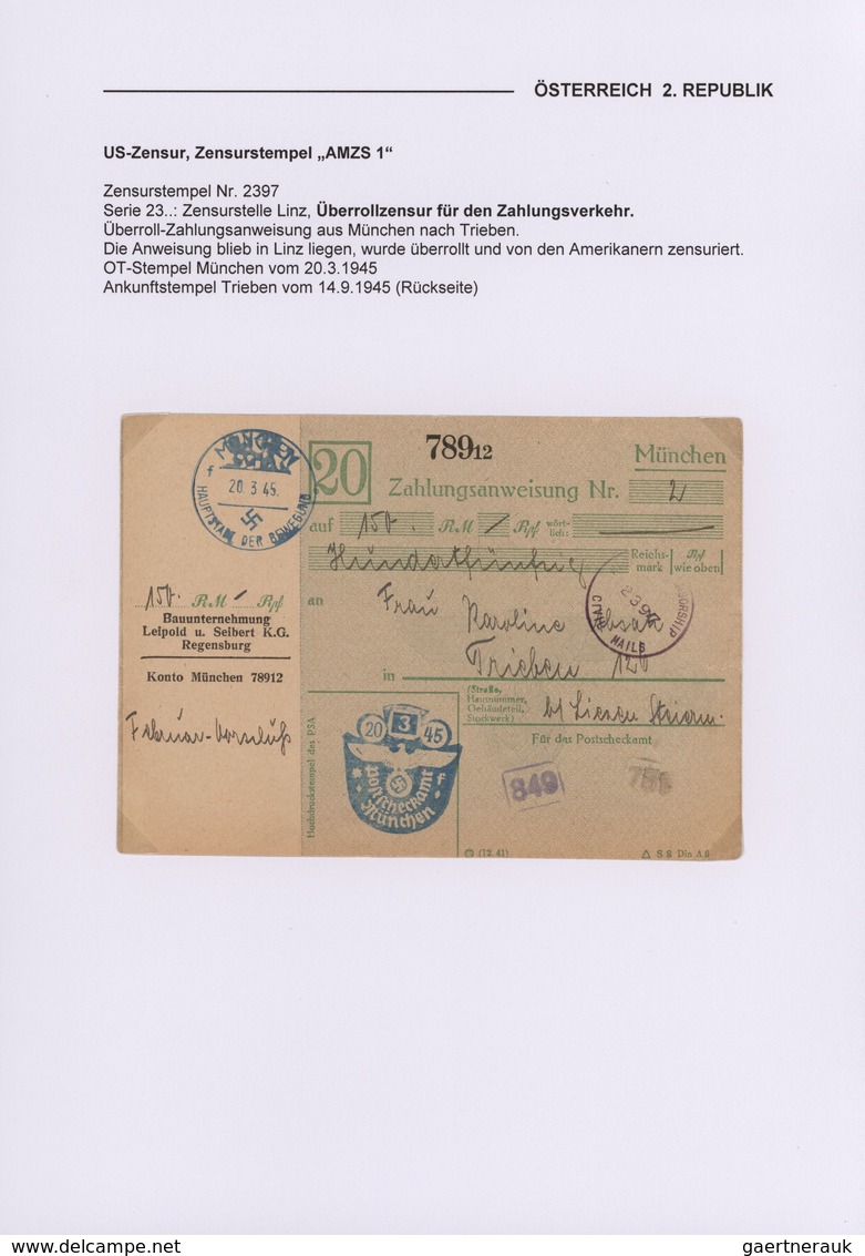 Österreich: 1945/1948, US-ZENSUR In Österreich, Reichhaltige Sammlung Mit Ca.80 Belegen, Dabei Versc - Colecciones