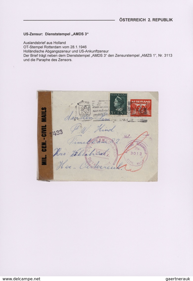 Österreich: 1945/1948, US-ZENSUR in Österreich, reichhaltige Sammlung mit ca.80 Belegen, dabei versc