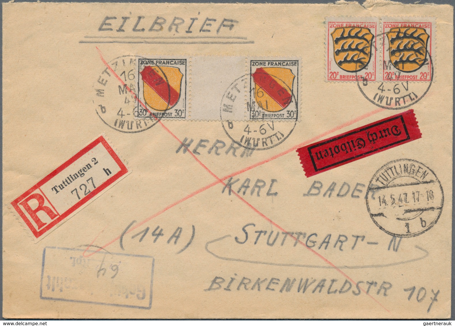 Heimat: Baden-Württemberg: 1945/1949, METZINGEN, NEUHAUSEN, MÜNSINGEN, REUTLINGEN, TÜBINGEN, Partie - Otros & Sin Clasificación