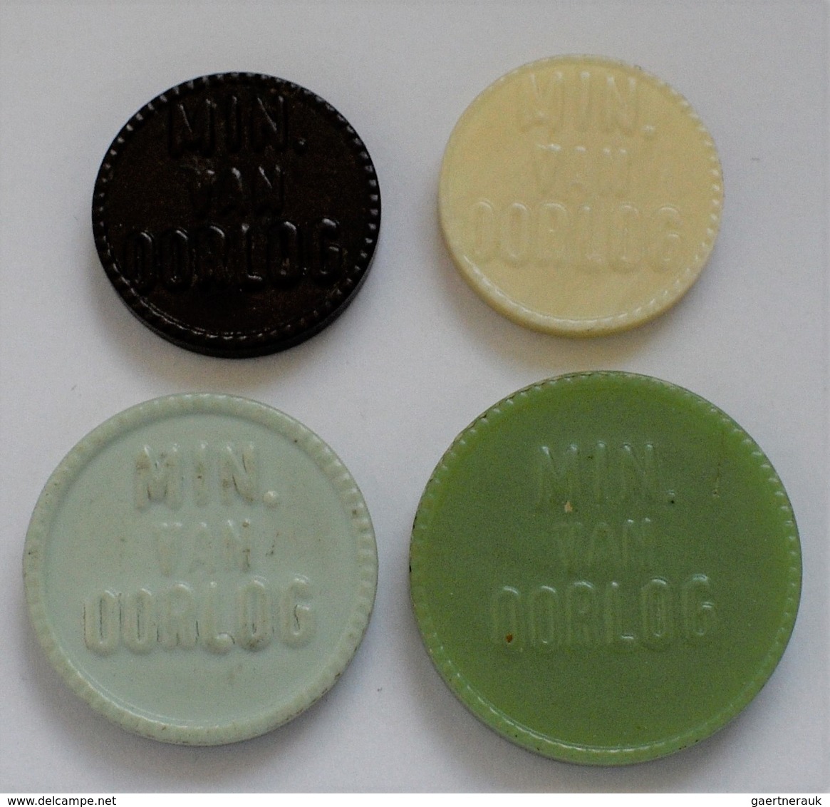 Niederlande: Plastic Money "Ministerie Van Oorlog" 1951. 4 X 1 Cents, 4 X 5 Cents, 4 X 10 Cents, 5 X - Otros & Sin Clasificación