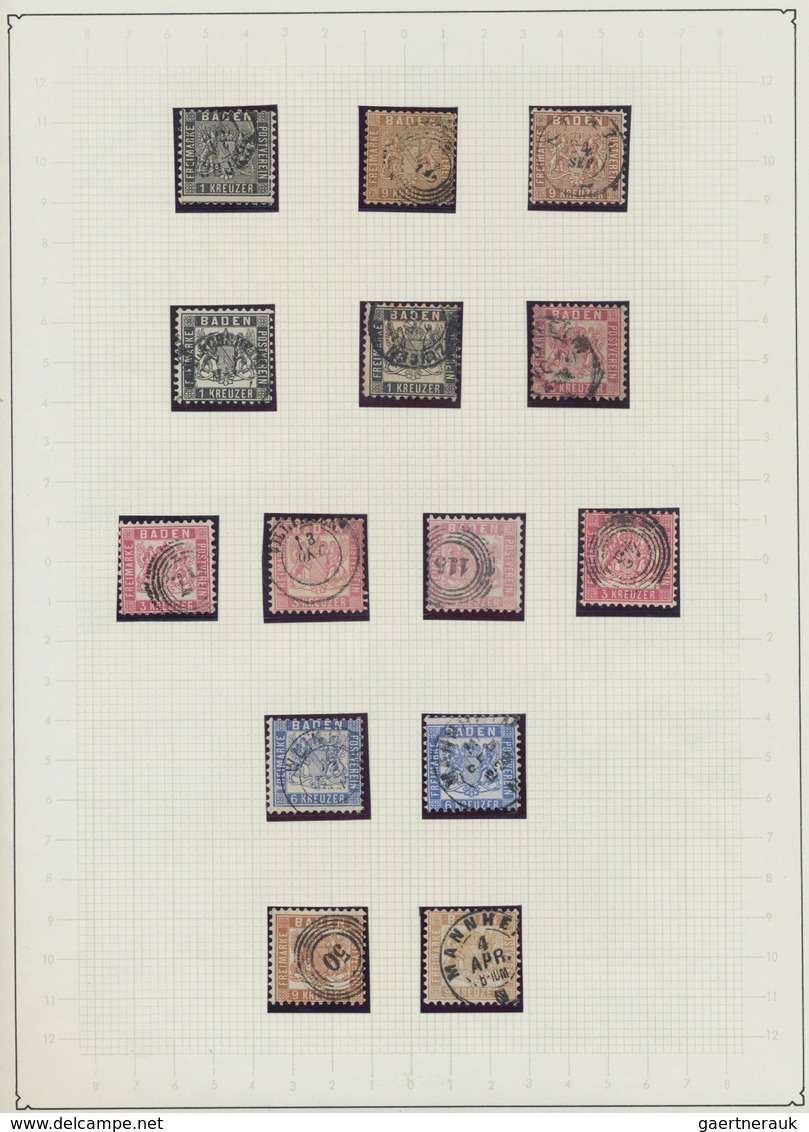 Baden - Marken Und Briefe: 1851/1868, Gestempelte Sammlung Ab MiNr. 1 Sauber Auf Blättern Aufgezogen - Otros & Sin Clasificación