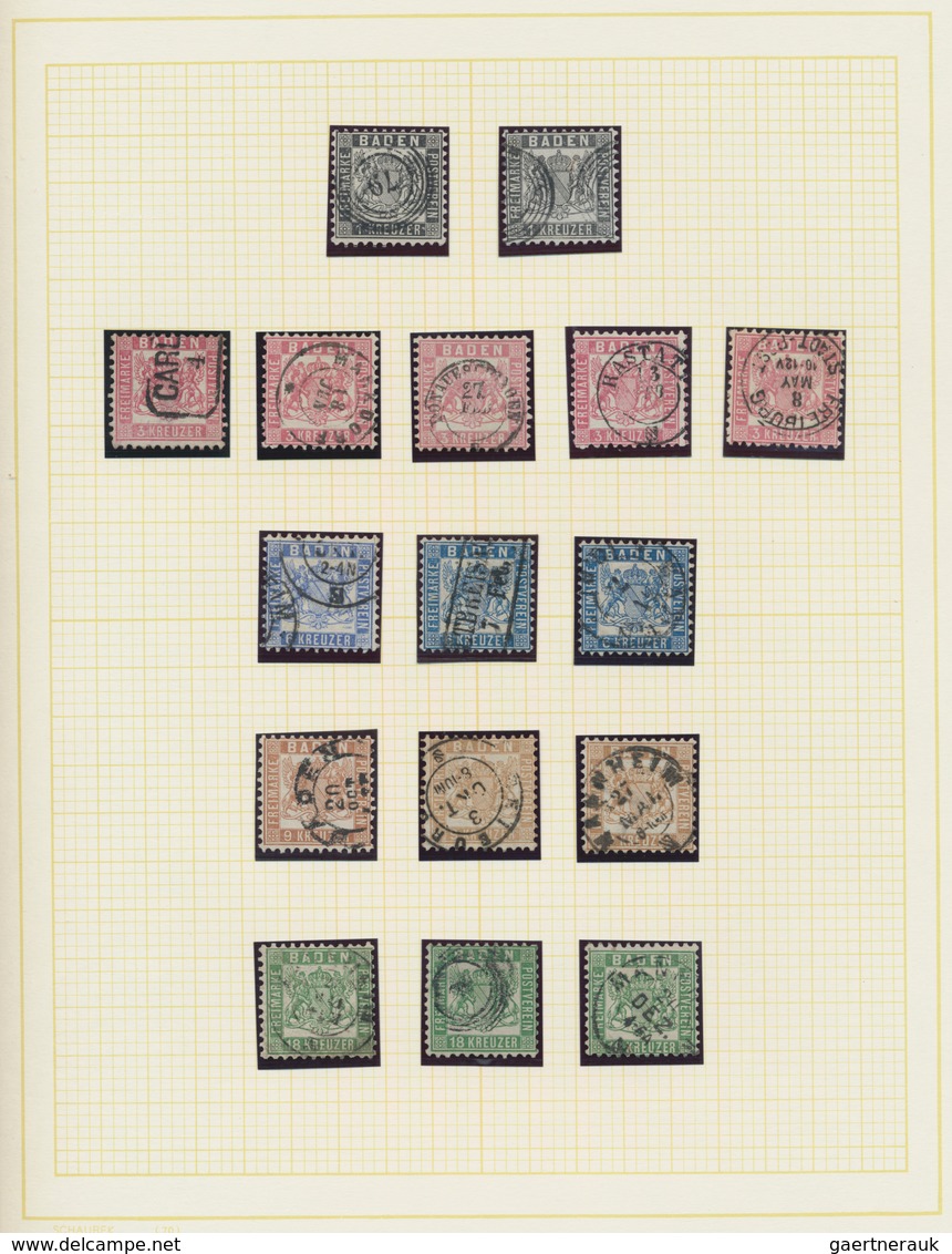 Baden - Marken Und Briefe: 1851/1868, Saubere Gestempelte Sammlung Von 76 Marken Auf Albenblättern A - Otros & Sin Clasificación