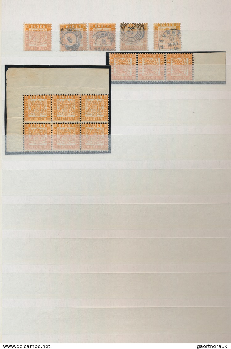 Baden - Marken und Briefe: 1851/1868, umfassende Sammlung von ca. 780 Marken (incl. Einheiten) und f