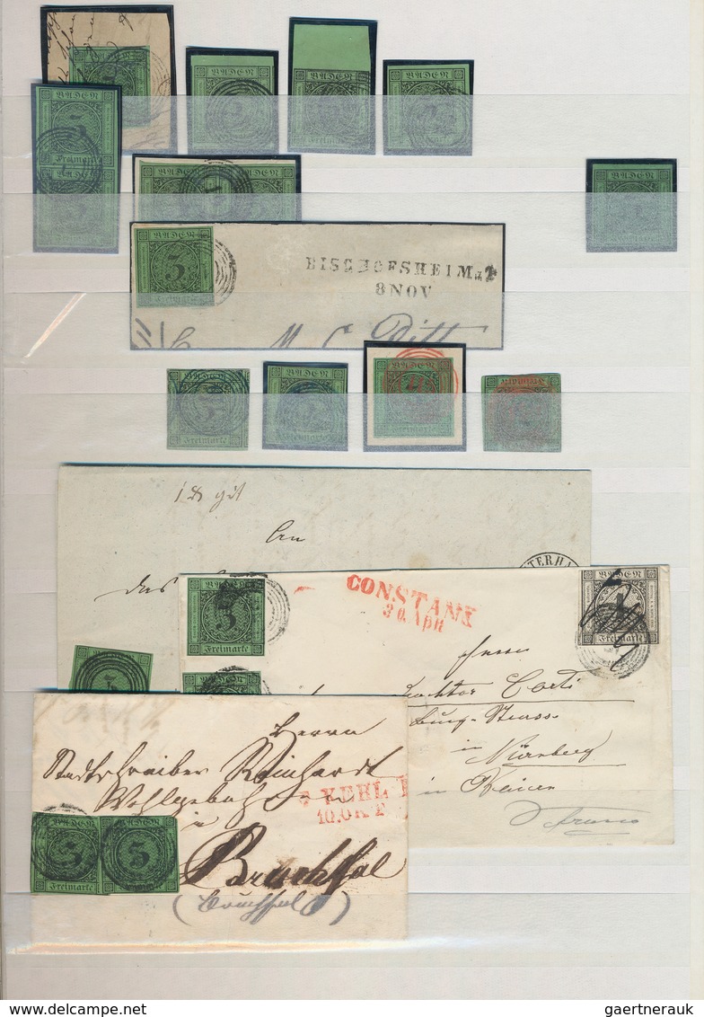 Baden - Marken und Briefe: 1851/1868, umfassende Sammlung von ca. 780 Marken (incl. Einheiten) und f