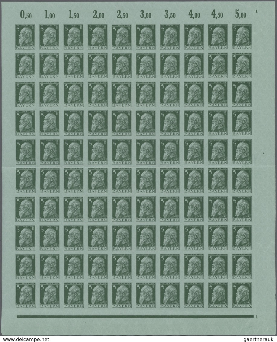 Bayern - Marken Und Briefe: 1911, Luitpolt 5 Pfennig In Type I Als Kompletter 100er Bogen Postfrisch - Otros & Sin Clasificación