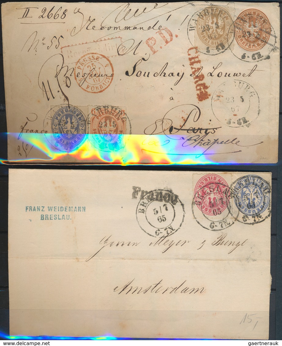 Preußen - Marken und Briefe: 1850/1867, meist gestempelte Sammlung von ca. 420 Werten (incl. Probe-