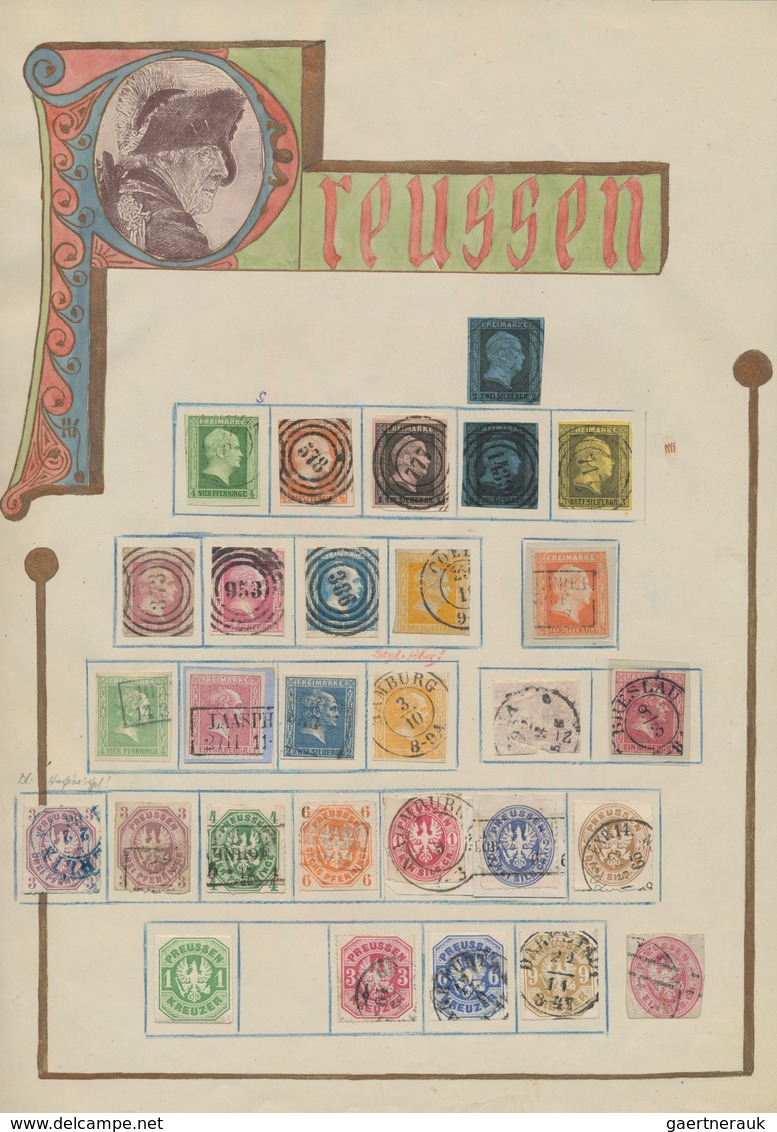 Preußen - Marken Und Briefe: 1850/1867, Urige Sammlung Auf Albenblättern, Dabei Insbesondere Guter T - Otros & Sin Clasificación