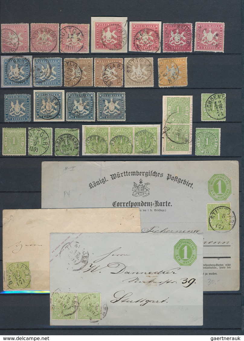 Württemberg - Marken Und Briefe: 1851/1874, Meist Gestempelte Sammlung Der Kreuzer-Zeit Mit Ca. 205 - Otros & Sin Clasificación