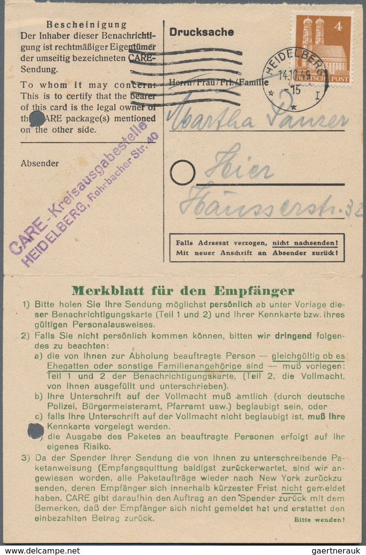 Deutschland Nach 1945: 1947/1950, CARE-Pakete, Kleine Dokumentation Mit Paketzetteln, Benachrichtigu - Colecciones