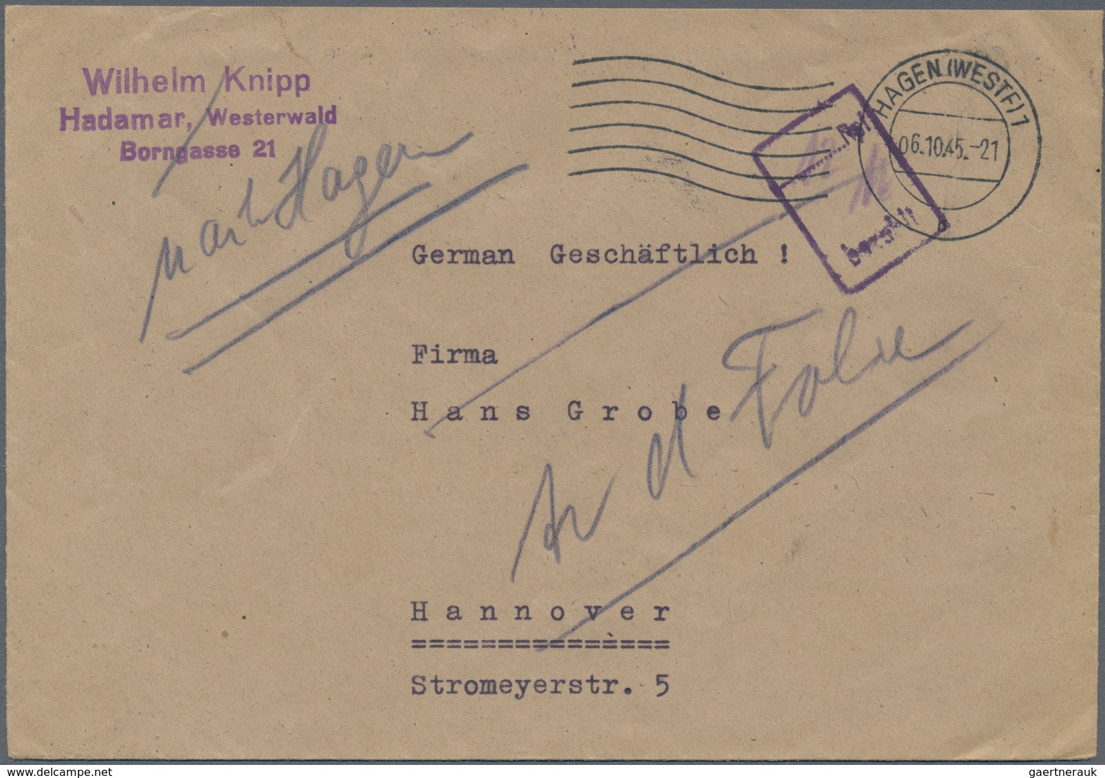 Alliierte Besetzung - Gebühr Bezahlt: 1945/1948, Westfalen Plz 21a/b, Saubere Partie Von Ca. 86 Gebü - Otros & Sin Clasificación