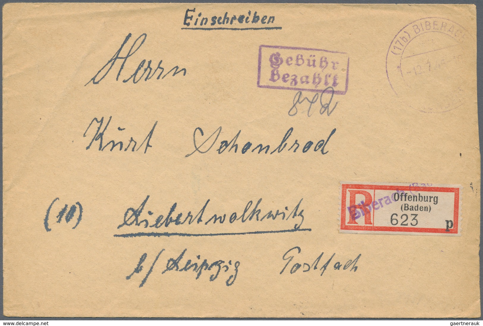 Alliierte Besetzung - Gebühr Bezahlt: 1945/1949, Baden Plz 17a/b, saubere Partie von ca. 160 Gebühr
