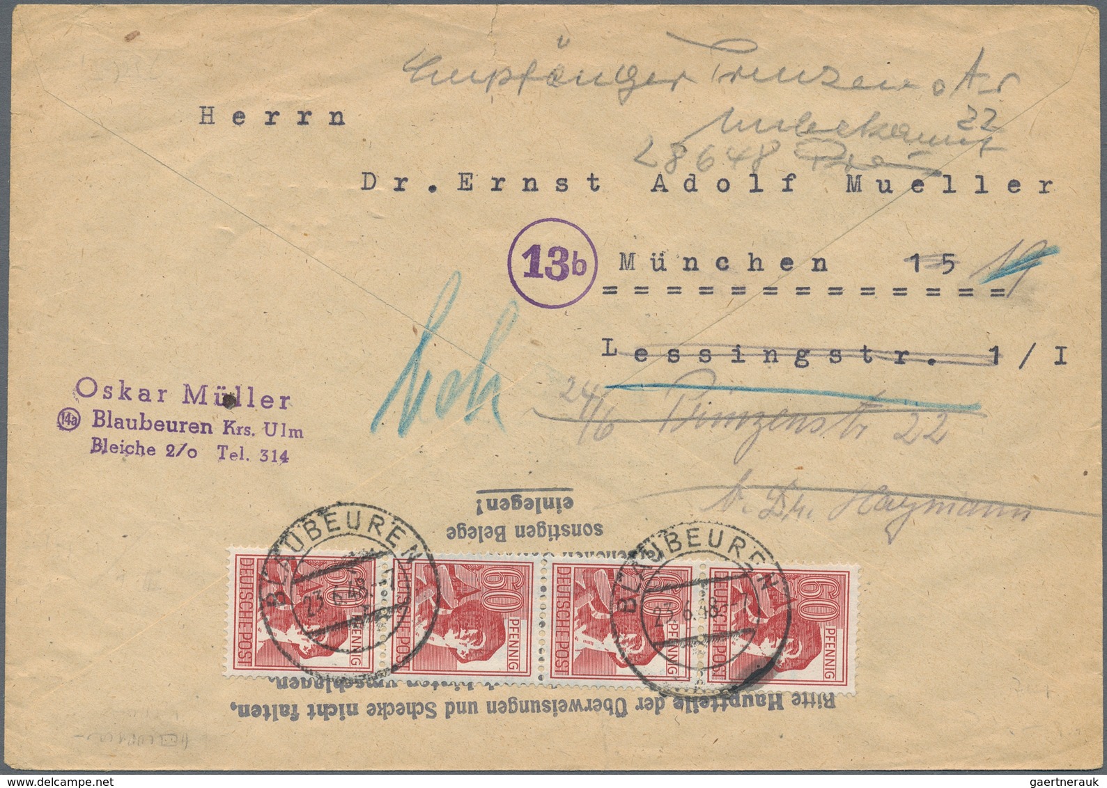 Alliierte Besetzung - Gemeinschaftsausgaben: 1948, ZEHNFACH, Vielseitige Partie Von Ca. 110 Briefen - Sonstige & Ohne Zuordnung