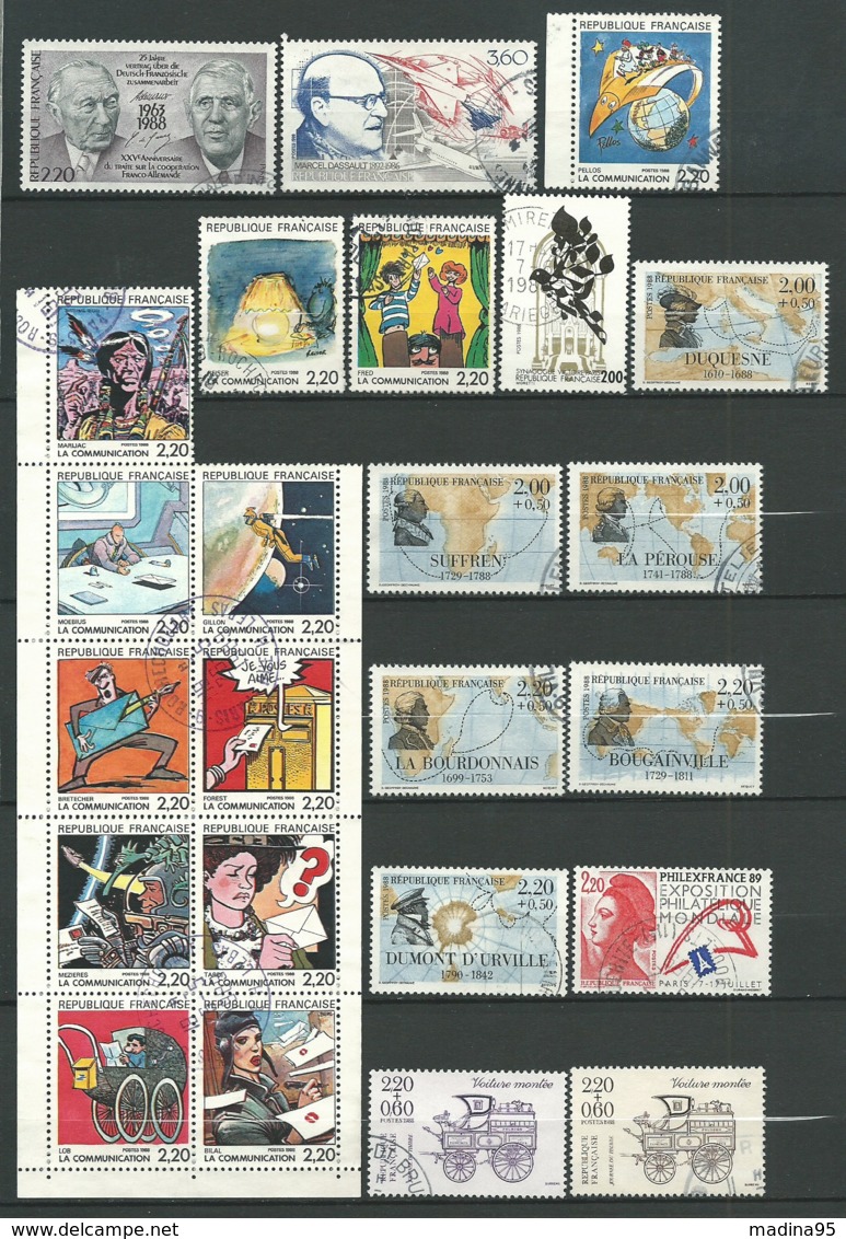 FRANCE: Obl., N°2501 à 2559 + 2555a, Année 1988 Complète, Sf: Préo., TB - 1980-1989